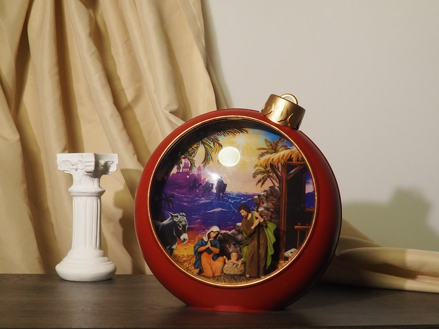 Nativity Glitter Lighted Ornament – A Timeless Glow of Faith & Christmas Peace (8.3”)