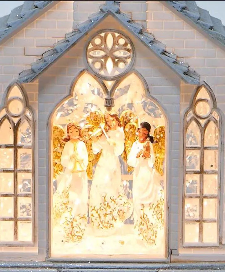 Lighted Church & Angel Glitter Globe Christmas Décor, Snow Globe, Holiday Décor