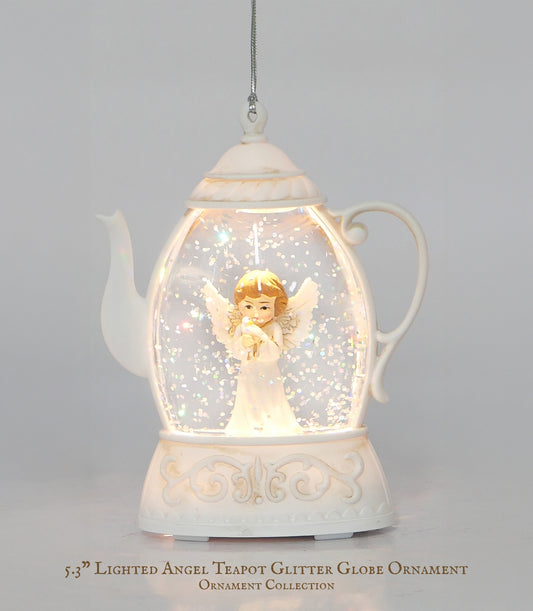 Angel Teapot Glitter Lighted Ornament – A Gentle Glow of Peace & Blessing