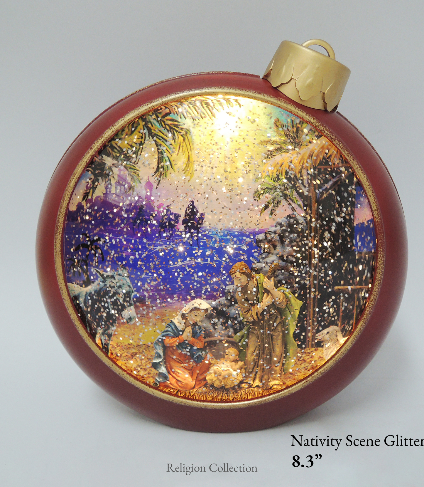 Nativity Glitter Lighted Ornament – A Timeless Glow of Faith & Christmas Peace (8.3”)