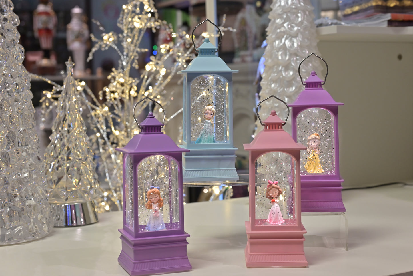 Lighted Fairytale Princess Snow Globe Lantern – Ice Queen, Golden Rose, Storybook (LED Night Light)