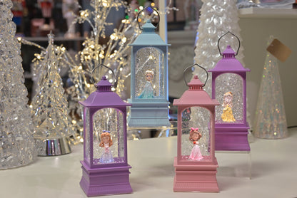 Lighted Fairytale Princess Snow Globe Lantern – Ice Queen, Golden Rose, Storybook (LED Night Light)