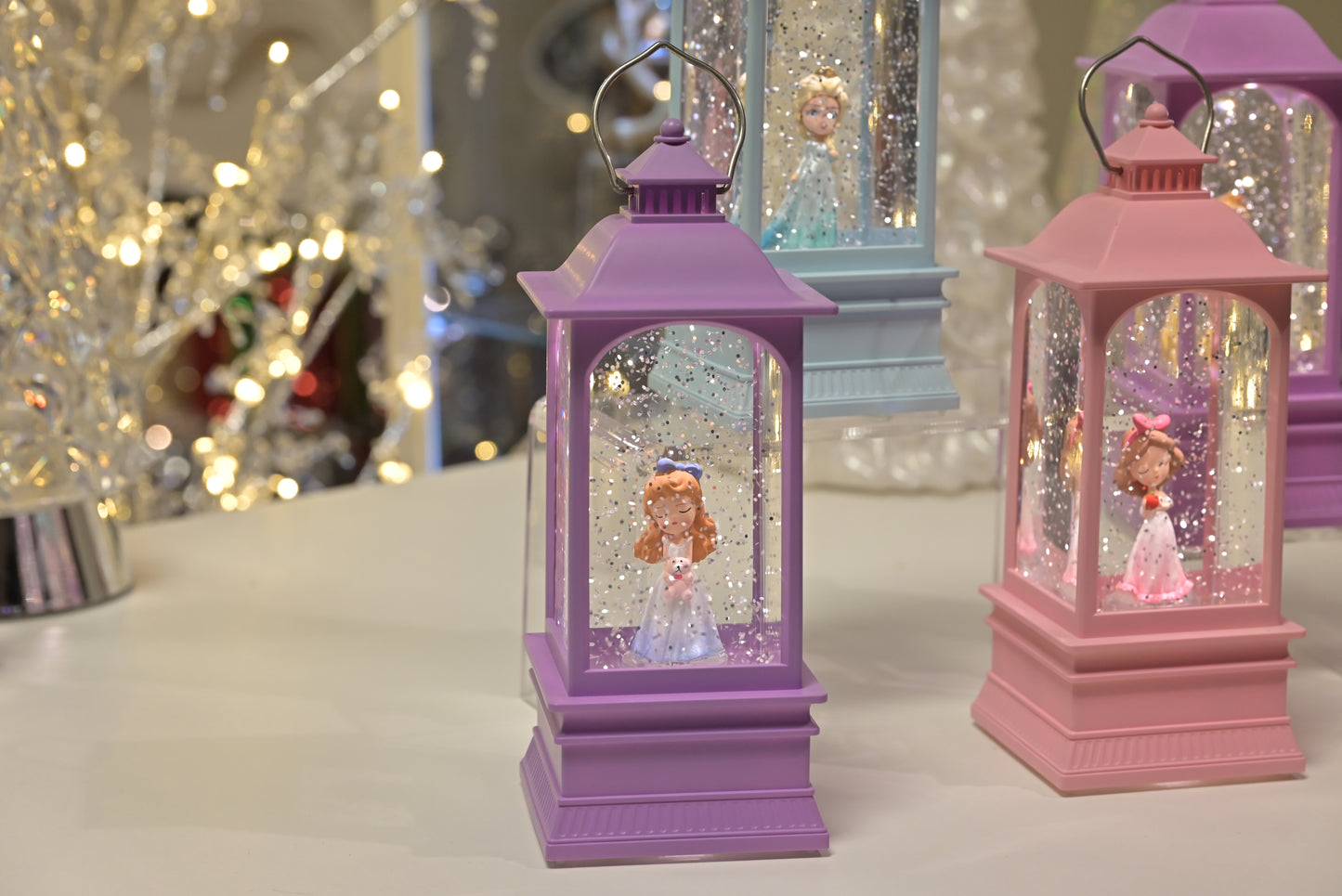 Lighted Fairytale Princess Snow Globe Lantern – Ice Queen, Golden Rose, Storybook (LED Night Light)