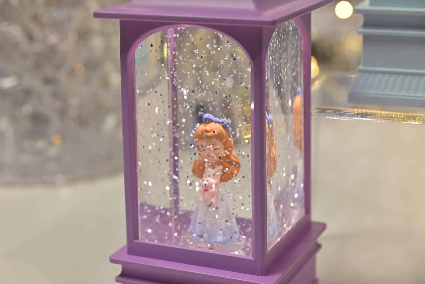 Lighted Fairytale Princess Snow Globe Lantern – Ice Queen, Golden Rose, Storybook (LED Night Light)