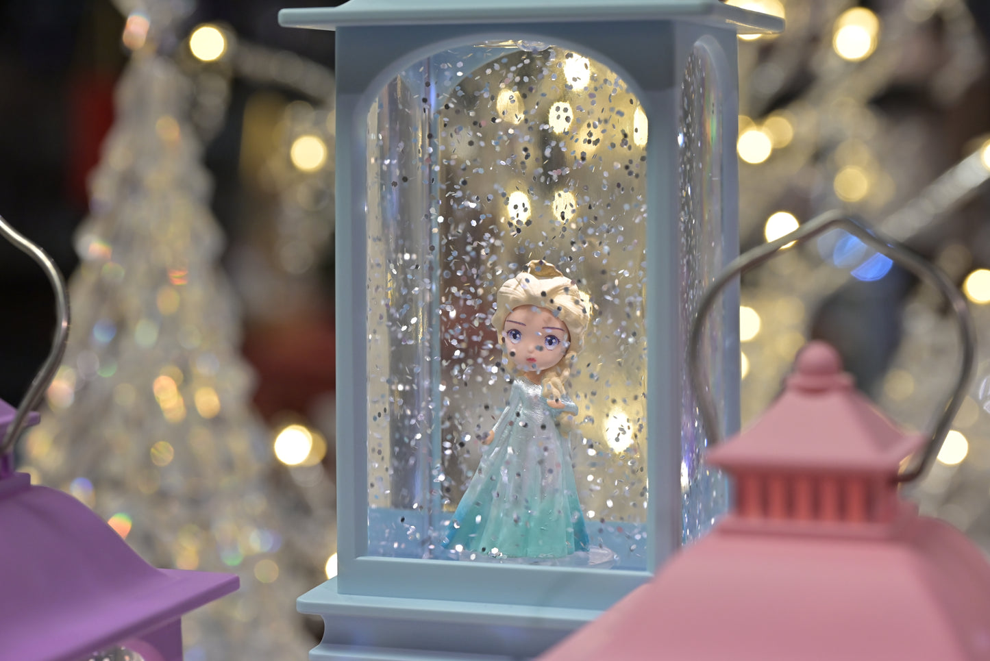 Lighted Fairytale Princess Snow Globe Lantern – Ice Queen, Golden Rose, Storybook (LED Night Light)