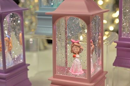 Lighted Fairytale Princess Snow Globe Lantern – Ice Queen, Golden Rose, Storybook (LED Night Light)
