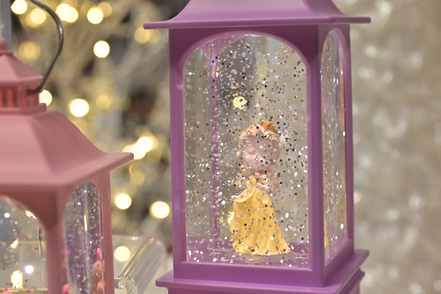 Lighted Fairytale Princess Snow Globe Lantern – Ice Queen, Golden Rose, Storybook (LED Night Light)