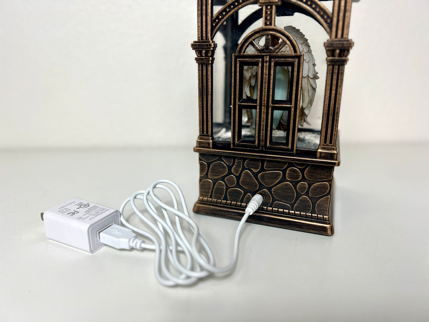 Lighted Nativity Water Spinner Snow Globe Lantern with Music – Holy Family Angel Christmas Decoration, Battery or USB Powered Religious Gift