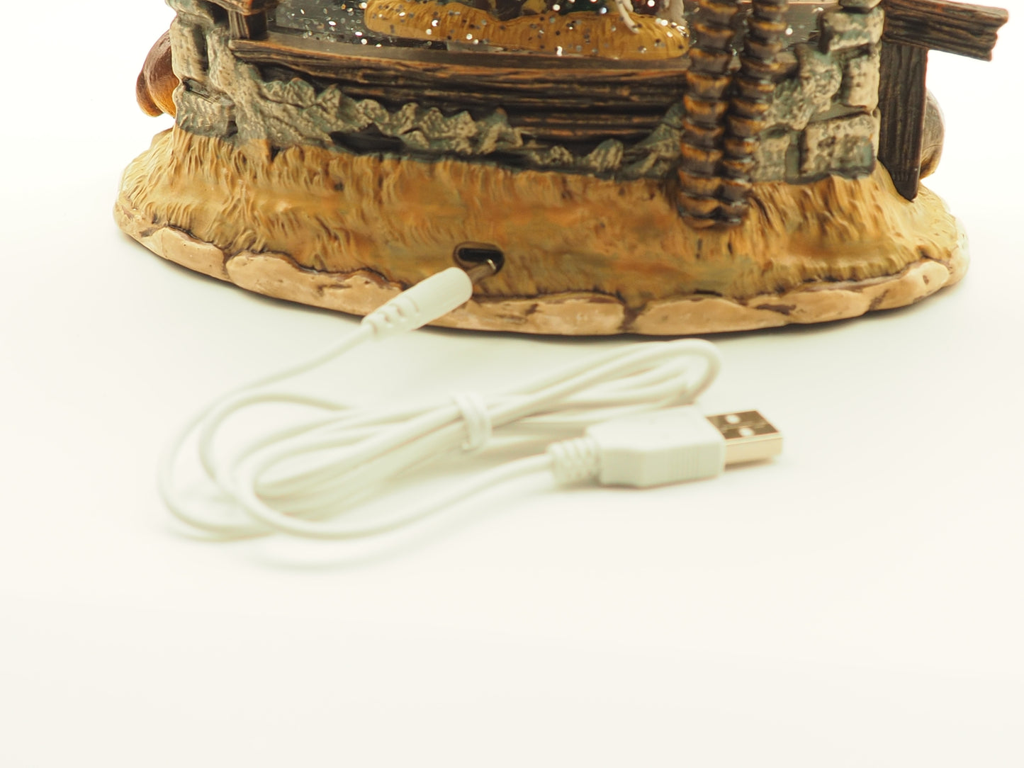 Lighted Musical Nativity Glitter Scene – 8.5” Rustic Stable Christmas Decor, Battery Operated Faith Holiday Display