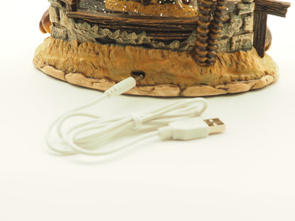 Lighted Musical Nativity Glitter Scene – 8.5” Rustic Stable Christmas Decor, Battery Operated Faith Holiday Display