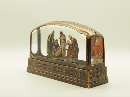 Lighted Nativity Snow Globe Display – Panoramic Holy Family Birth Scene with Swirling Glitter, Religious Christmas Tabletop Decor