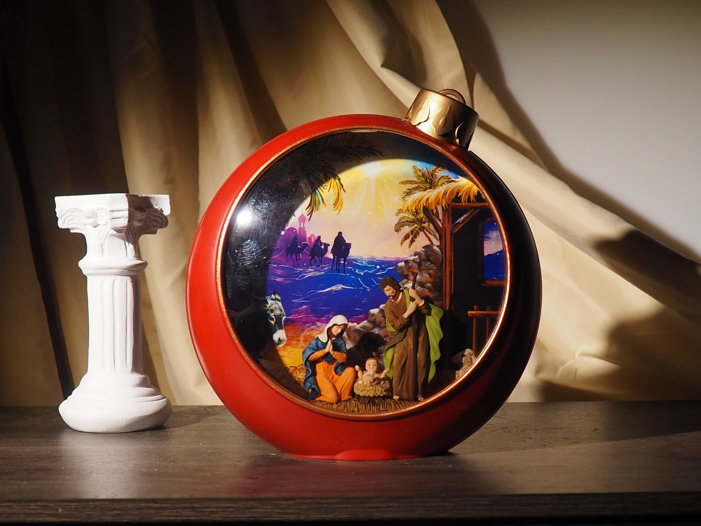 Nativity Glitter Lighted Ornament – A Timeless Glow of Faith & Christmas Peace (8.3”)