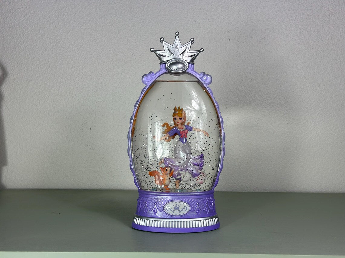 Lighted Princess Snow Globe Lamp with Crown, Glitter Globe, Girls Room Decor