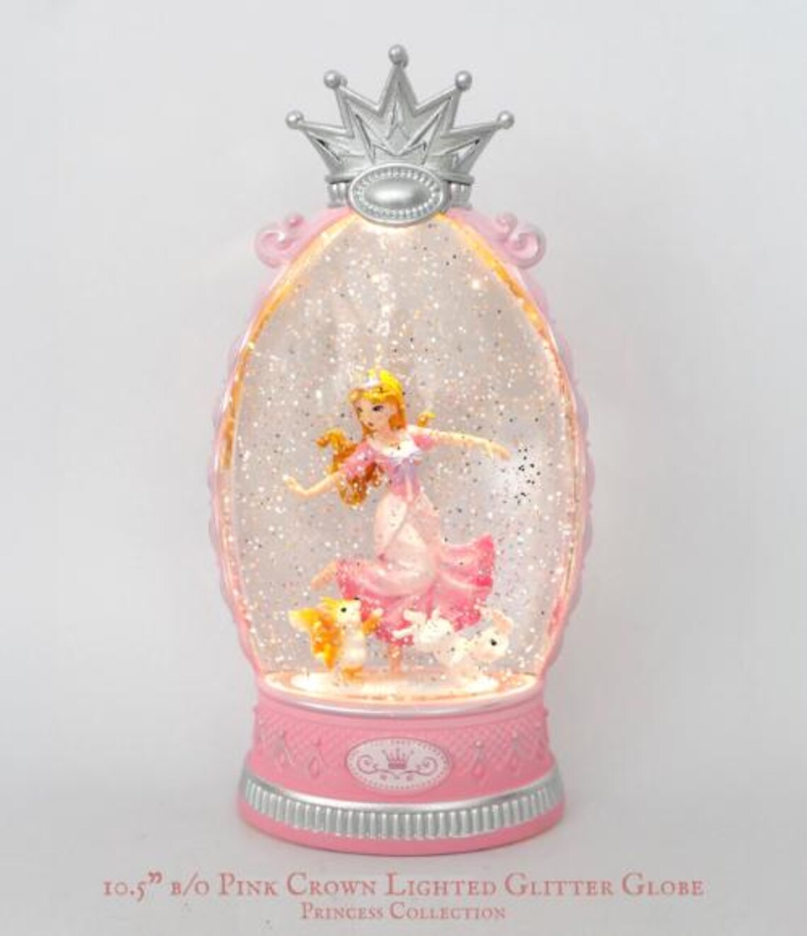Lighted Princess Snow Globe Lamp with Crown, Glitter Globe, Girls Room Decor
