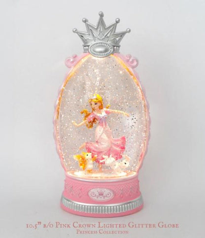 Lighted Princess Snow Globe Lamp with Crown, Glitter Globe, Girls Room Decor