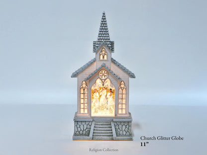 Lighted Church & Angel Glitter Globe Christmas Décor, Snow Globe, Holiday Décor
