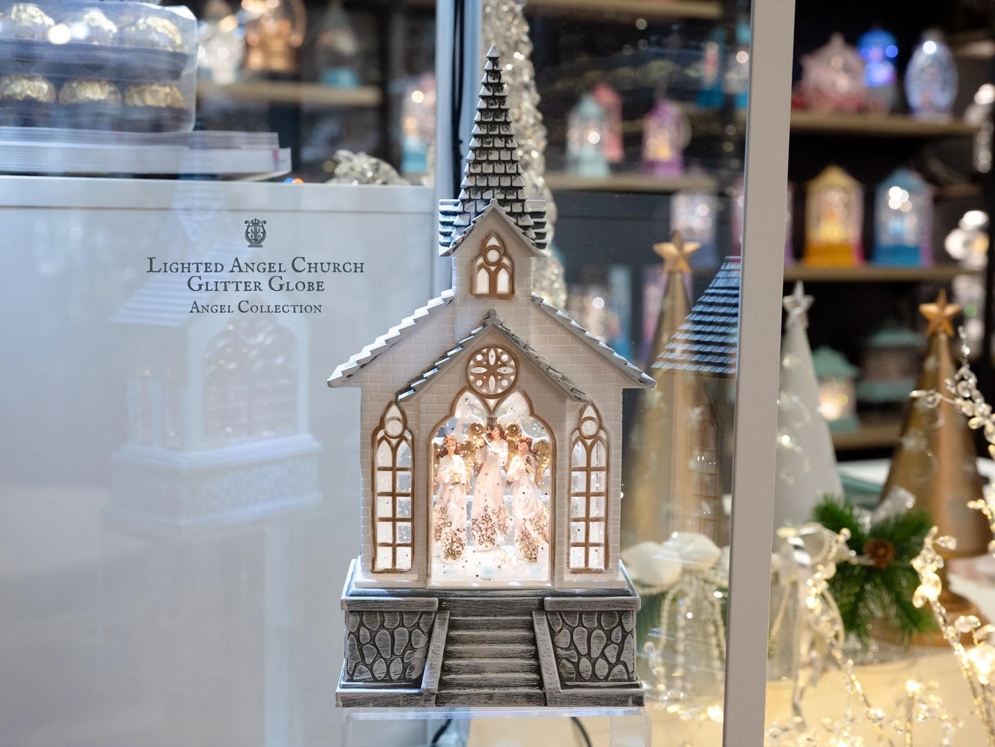 Lighted Church & Angel Glitter Globe Christmas Décor, Snow Globe, Holiday Décor