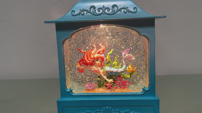 Mermaid Glitter Water Globe Lantern – Princess Night Light, Ocean Decor